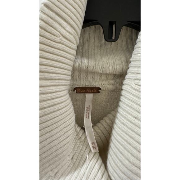 Free People Cream Striped Cropped Cowl Neck Sweater Size XS - Picture 4 of 7